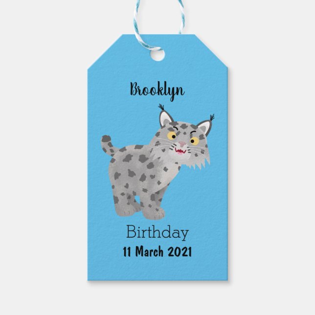 Niedlicher gemeiner Bobcat-Luchs-Cartoon Geschenkanhänger (Vorderseite)