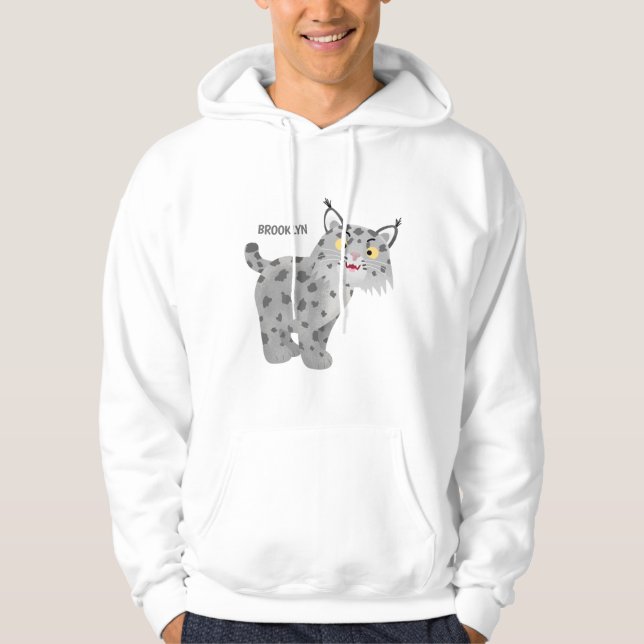 Niedlicher gemeiner Bobcat-Luchs-Cartoon Hoodie (Vorderseite)