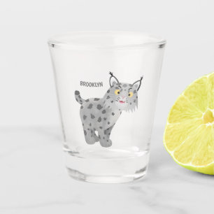 Niedlicher gemeiner Bobcat-Luchs-Cartoon Schnapsglas