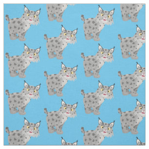 Niedlicher gemeiner Bobcat-Luchs-Cartoon Stoff