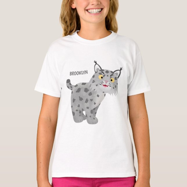 Niedlicher gemeiner Bobcat-Luchs-Cartoon T-Shirt (Vorderseite)