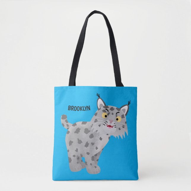 Niedlicher gemeiner Bobcat-Luchs-Cartoon Tasche (Vorderseite)