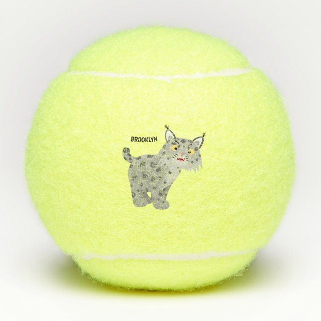 Niedlicher gemeiner Bobcat-Luchs-Cartoon Tennisbälle (Vorderseite)