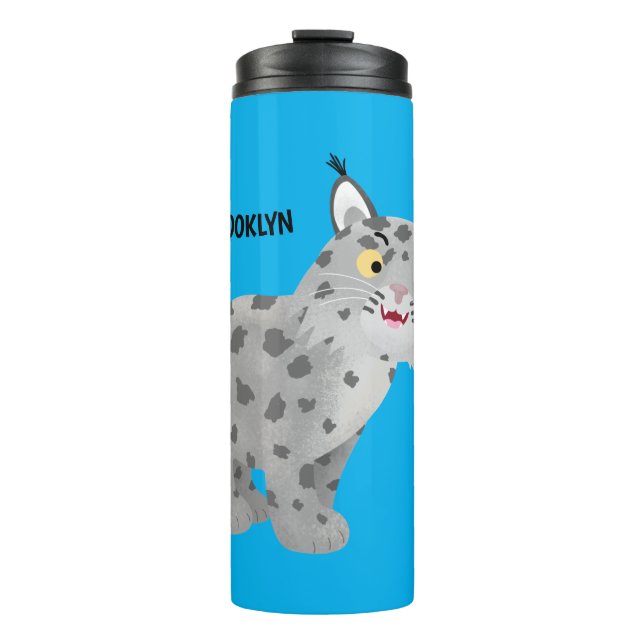 Niedlicher gemeiner Bobcat-Luchs-Cartoon Thermosbecher (Vorderseite)