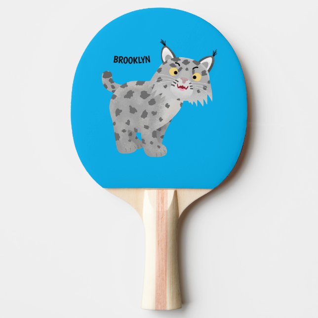 Niedlicher gemeiner Bobcat-Luchs-Cartoon Tischtennis Schläger (Vorderseite)