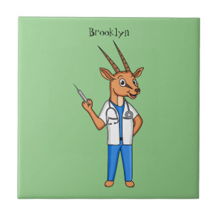 Niedlicher Gemsbok-Antilope-Cartoon Fliese