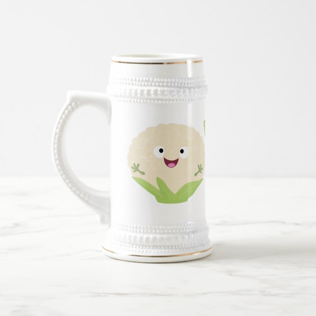Niedlicher Gemüsegarten-Cartoon Bierglas (Links)