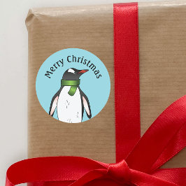 Niedlicher Gentoo Pinguin mit einem grünen Skarf a Runder Aufkleber