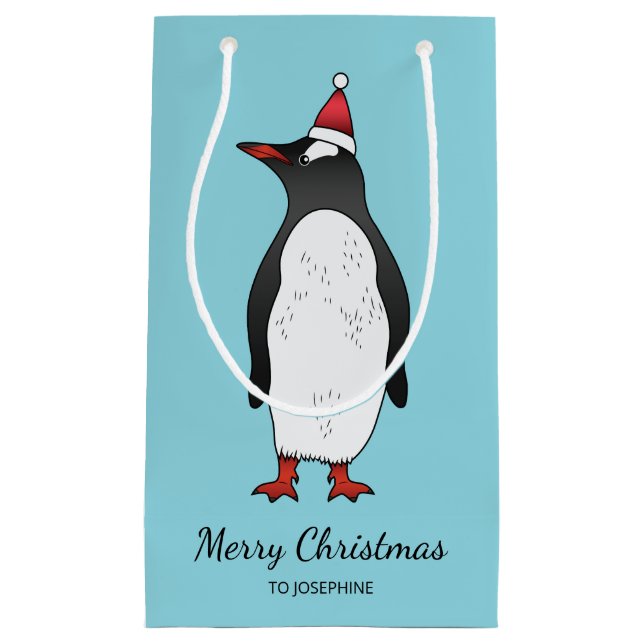 Niedlicher Gentoo Pinguin mit einer Weihnachtsmann Kleine Geschenktüte (Vorderseite)