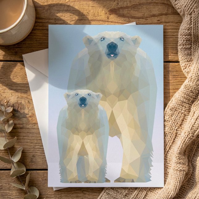 Niedlicher geometrischer Polar mit Baby Feiertagskarte (Cute geometric Polar bear with baby Holiday Card.)
