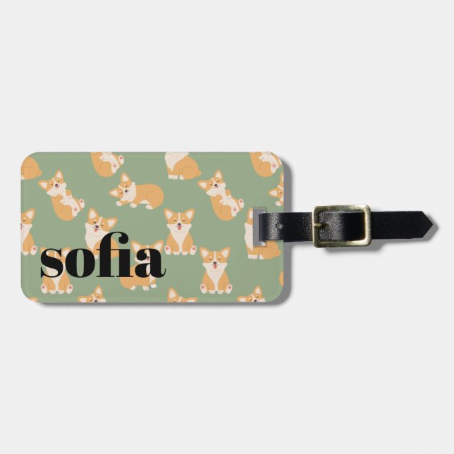 Niedlicher Gepäckanhänger von Corgi für Hundefreun (Vorderseite horizontal)