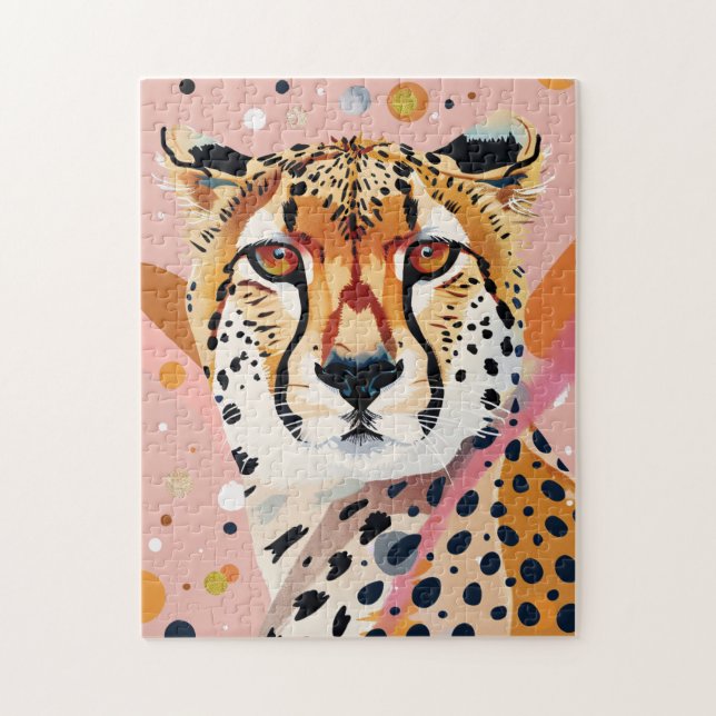 Niedlicher Geparden Pink Gold Pop Kunst, Dichtung  (Vertikal)