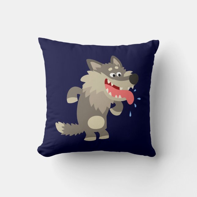 Niedlicher gepflegter Cartoon Wolf Pillow Kissen (Vorderseite)