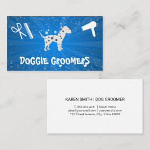 Niedlicher Gepunkteter Doggie   Grooming Tools Visitenkarte