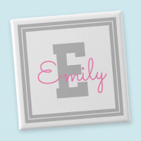 Niedlicher Gerahmter Name und Monogramm | Light Gr