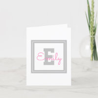 Niedlicher Gerahmter Name und Monogramm | Light Gr