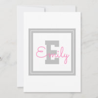 Niedlicher Gerahmter Name und Monogramm | Light Gr