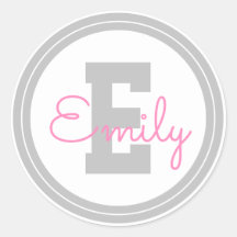 Niedlicher Gerahmter Name und Monogramm | Light Gr