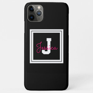 Niedlicher Gerahmter Name und Monogramm Schwarz- Case-Mate iPhone Hülle