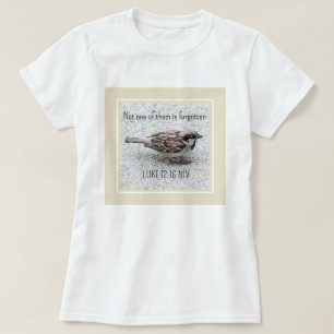 Niedlicher Gerahmter Sparrow Bird Foto Bible Verse T-Shirt