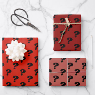 Niedlicher Geschenkkarton (Fragezeichen), rot/schw Geschenkpapier Set