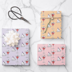 Niedlicher Ghost & Creepy Cocktail Geschenkpapier Set