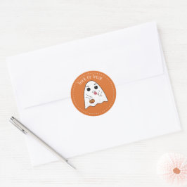 Niedlicher Ghost-Trick oder -Treatenhaus-Etikett Runder Aufkleber