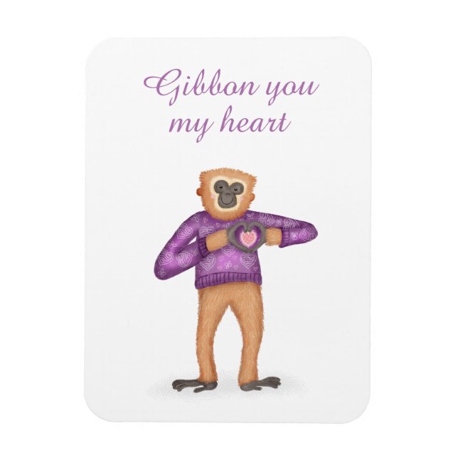 Niedlicher Gibbon-Magnet für einen geliebten Mensc Magnet (Vertikal)