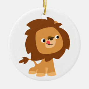 Niedlicher gieriger Cartoon Löwe Keramikornament