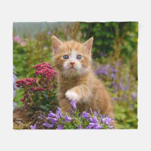 Niedlicher Ginger Kitten im Garten Fleecedecke