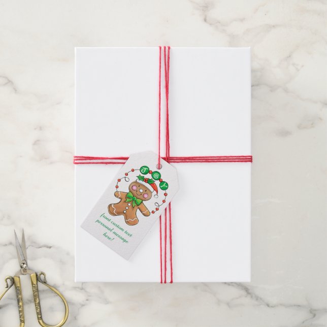 Niedlicher Gingerbread Mann, Weihnachts-Cookie Joy Geschenkanhänger (Mit Garn)