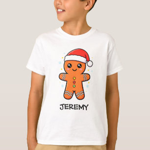 Niedlicher Gingerbrot Mann mit Weihnachtsmannmütze T-Shirt