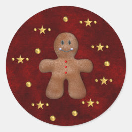 Niedlicher Gingerbrot-Mann Runder Aufkleber