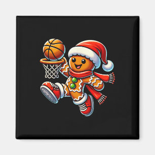 Niedlicher Gingerbrot Mann spielt Basketball Weihn Magnet