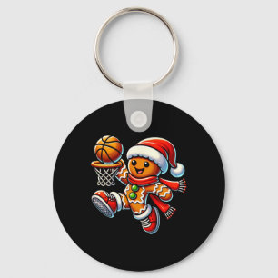 Niedlicher Gingerbrot Mann spielt Basketball Weihn Schlüsselanhänger
