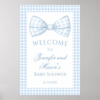 Niedlicher Gingham-Bogen-Krawatte Babydusche