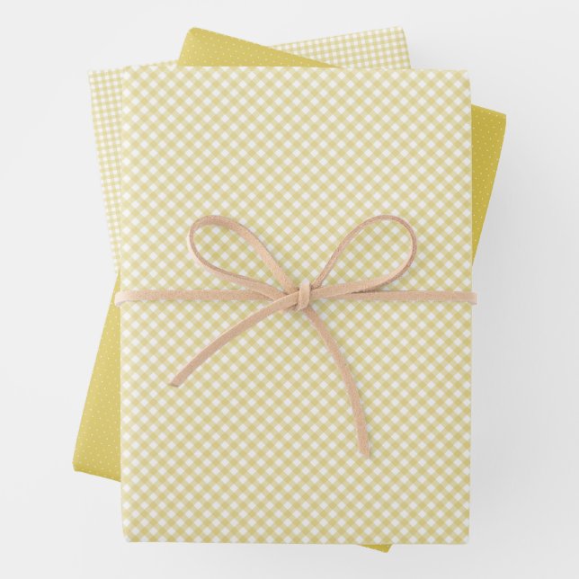 Niedlicher Gingham und Dots Klassiker Geschenkpapier Set (Beispiel)