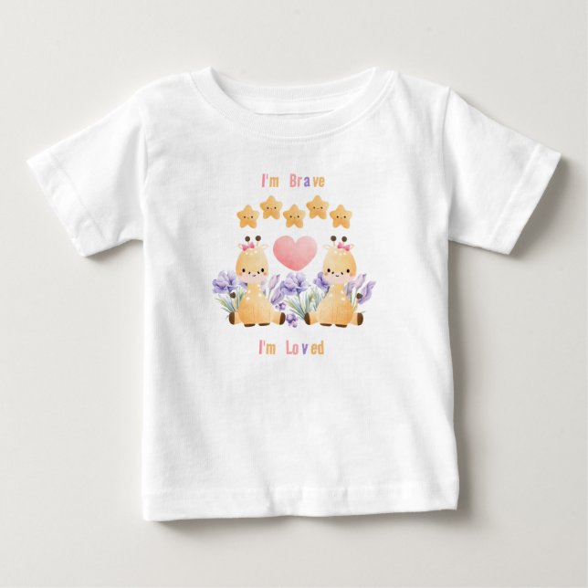 Niedlicher Giraffe Baby-T - Shirt | Ich bin tapfer (Vorderseite)