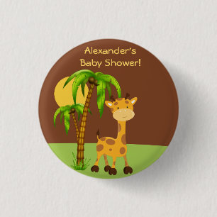 Niedlicher Giraffen-Baby-Duschen-Knopf Button