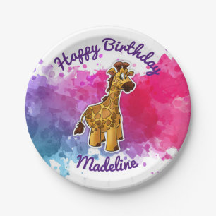 Niedlicher Giraffen-Geburtstags-Party-Teller Pappteller