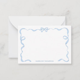 Niedlicher Girl Light Blue Bow Ribbon-Rahmen Mitteilungskarte