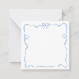 Niedlicher Girl Light Blue Bow Ribbon-Rahmen Mitteilungskarte