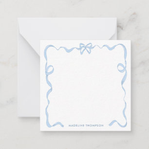 Niedlicher Girl Light Blue Bow Ribbon-Rahmen Mitteilungskarte