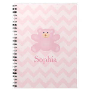 Niedlicher Girl Pastel Pink Teddy Bär Notizblock