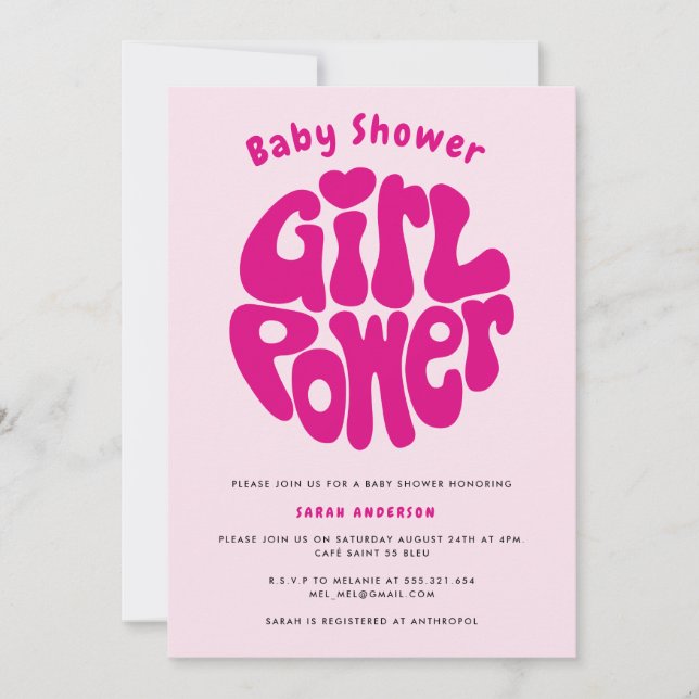 Niedlicher Girl-Power mit Herz Einladung (Vorderseite)