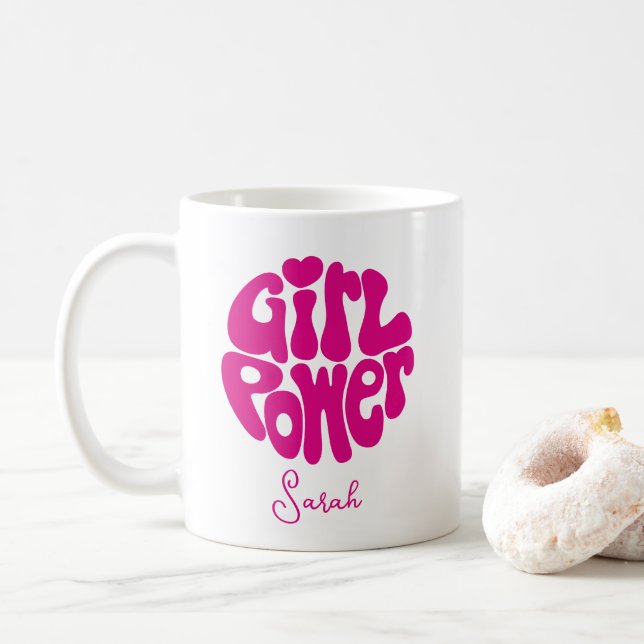 Niedlicher Girl-Power mit Herz-Kaffee-Tasse Kaffeetasse (Mit Donut)