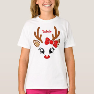 Niedlicher Girl Rentier T - Shirt