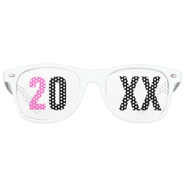 Niedlicher Girl-Silvester, weiß und rosa Partybrille (Vorderseite)