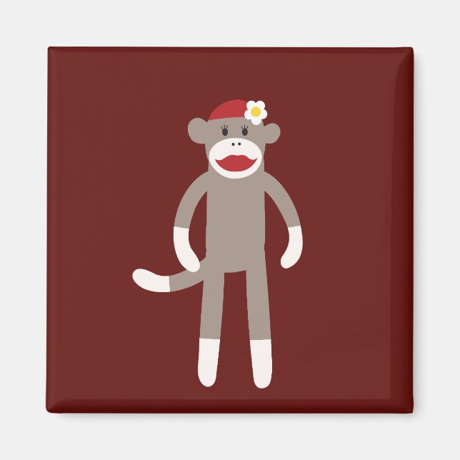 Niedlicher Girl-Sock-Affe auf Red Magnet (Vorne)