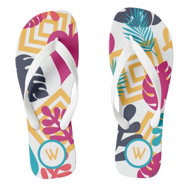 Niedlicher Girl-Spaß-Monogramm Flip Flops (Fußbett)